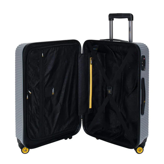 National Geographic Abroad Hard Suitcase / Trolley / Travel Suitcase - (Set/S/M/L) - Silver