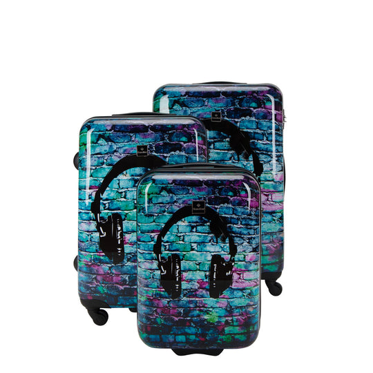 Saxoline Headphone Printed Hard Suitcase / Trolley / Travel Suitcase - (Set/S/M/L)