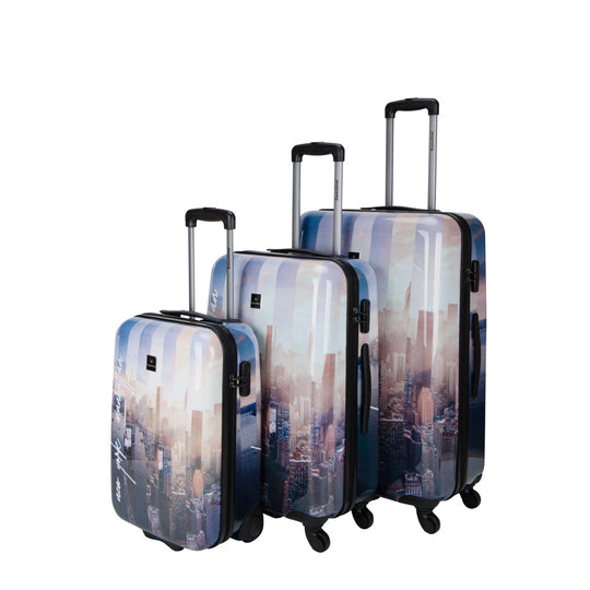 SaxolineManhattan Printed Hard Suitcase / Trolley / Travel Suitcase - (Set/S/M/L)