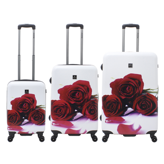 Saxoline Red Roses Printed Hard Suitcase / Trolley / Travel Suitcase - (Set/S/M/L)