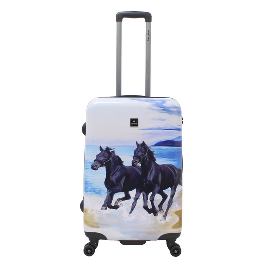 Saxoline Black Horse Printed Hard Suitcase / Trolley / Travel Suitcase - (Set/S/M/L)