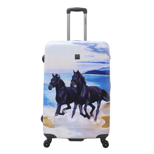 Saxoline Black Horse Printed Hard Suitcase / Trolley / Travel Suitcase - (Set/S/M/L)