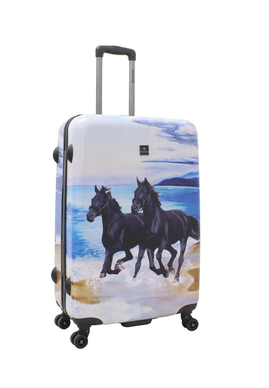 Saxoline Black Horse Printed Hard Suitcase / Trolley / Travel Suitcase - (Set/S/M/L)