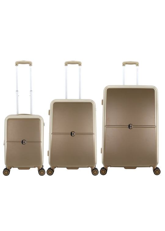 ELLE Chic Hard Suitcase / Trolley / Travel Suitcase - (Set/S/M/L) - Gold