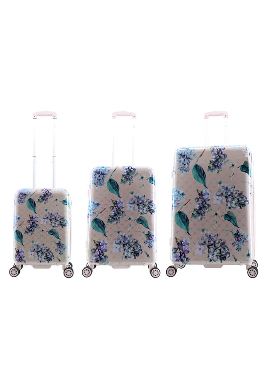 ELLE Floret Hard Suitcase / Trolley / Travel Suitcase - (Set/S/M/L) - Lilac