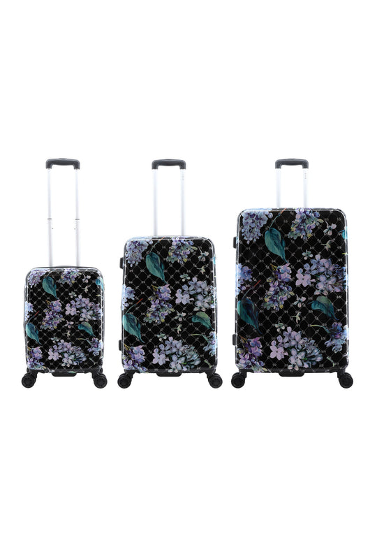ELLE Floret Hard Suitcase / Trolley / Travel Suitcase - (Set/S/M/L) - Black