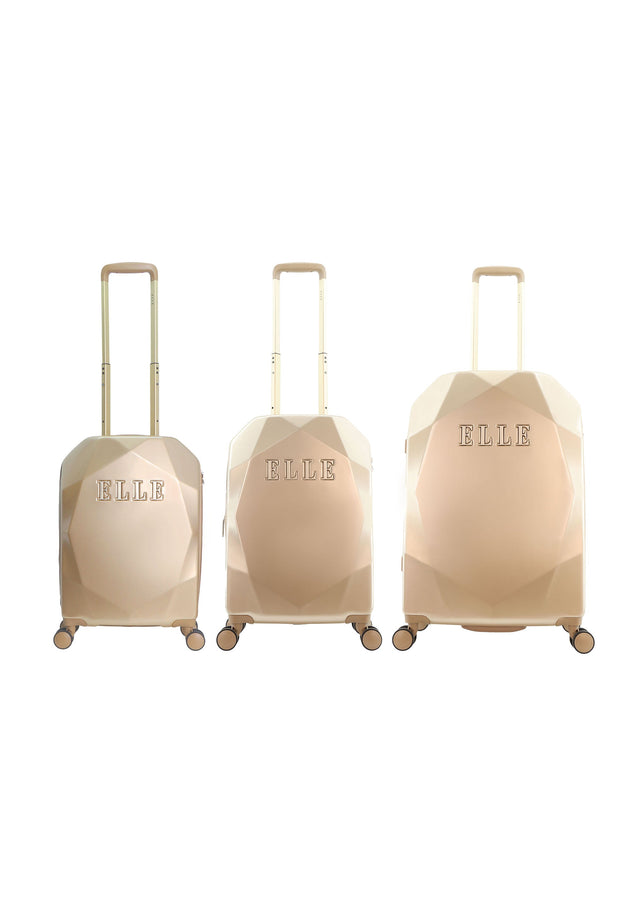 ELLE Diamond Hard Suitcase / Trolley / Travel Suitcase - (Set/S/M/L) - Taupe