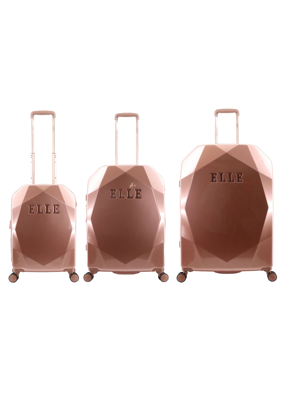 ELLE Diamond Hard Suitcase / Trolley / Travel Suitcase - (Set/S/M/L) - Rose Gold