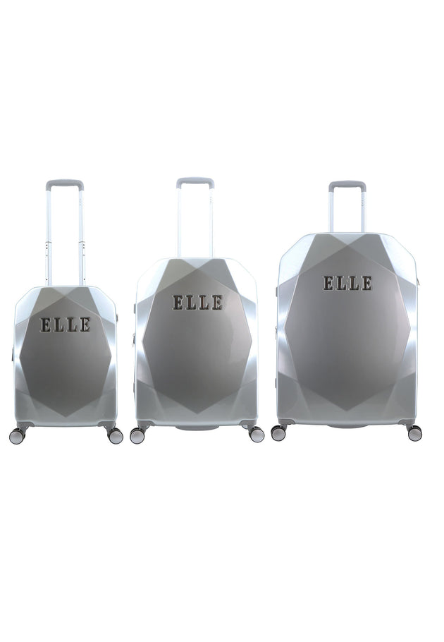 ELLE Diamond Hard Suitcase / Trolley / Travel Suitcase - (Set/S/M/L) - Silver