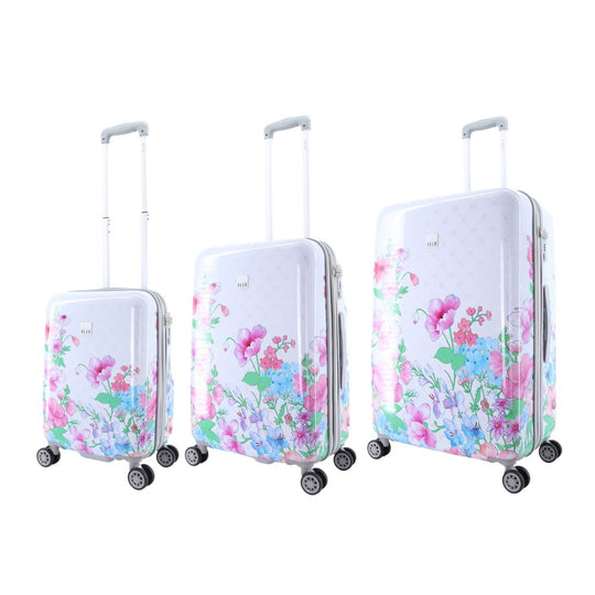 ELLE Flower Hard Suitcase / Trolley / Travel Suitcase - (Set/S/M/L) - White