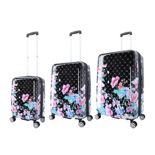 ELLE Flower Hard Suitcase / Trolley / Travel Suitcase - (Set/S/M/L) - Black