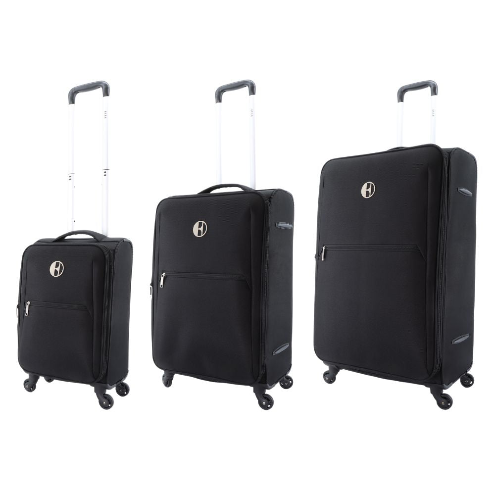 ELLE Mode Solft Suitcase / Trolley / Travel Suitcase - (Set/S/M/L) - Black