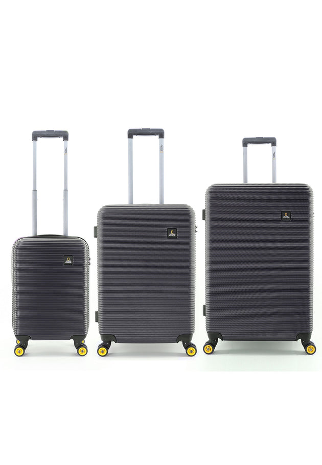National Geographic Abroad Hard Suitcase / Trolley / Travel Suitcase - (Set/S/M/L) - Black
