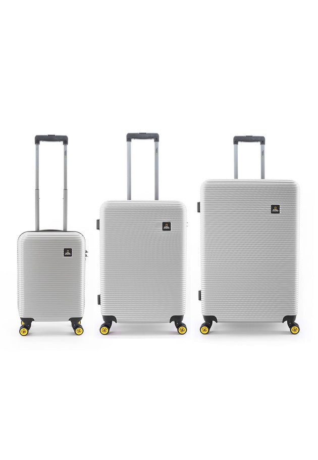 National Geographic Abroad Hard Suitcase / Trolley / Travel Suitcase - (Set/S/M/L) - Silver
