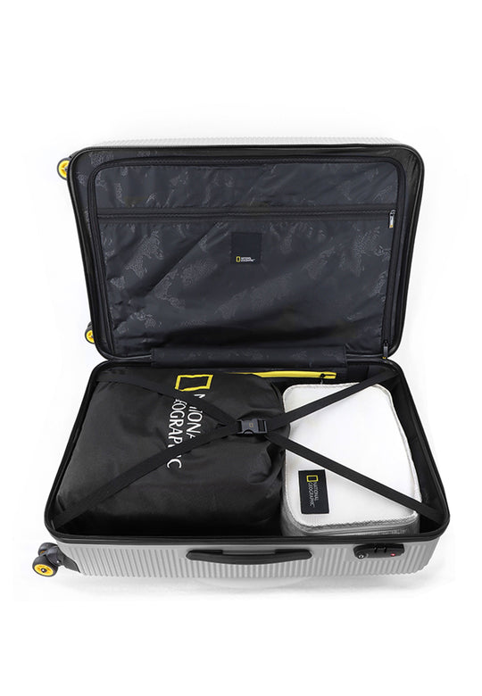 National Geographic Abroad Hard Suitcase / Trolley / Travel Suitcase - (Set/S/M/L) - Silver