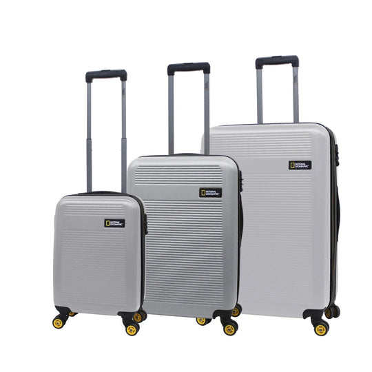 National Geographic Arodrome Hard Suitcase / Trolley / Travel Suitcase - (Set/S/M/L) - Silver