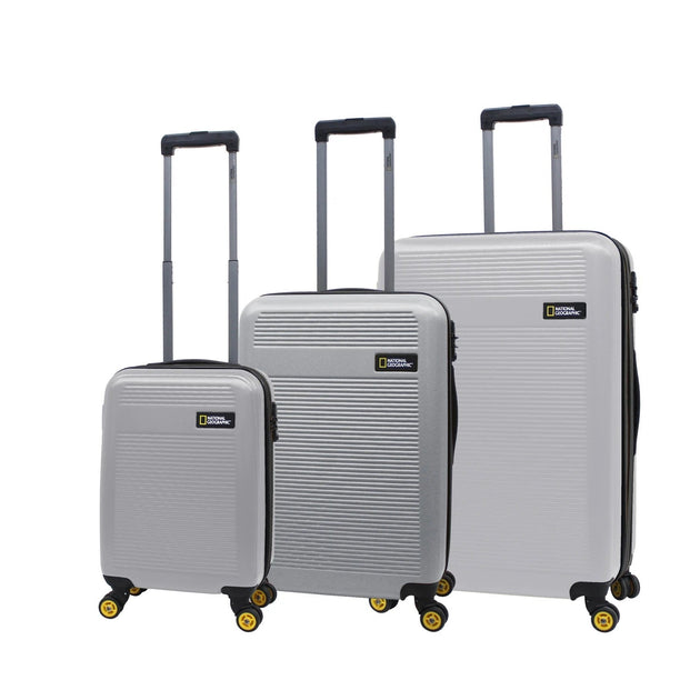 National Geographic Arodrome Hard Suitcase / Trolley / Travel Suitcase - (Set/S/M/L) - Silver