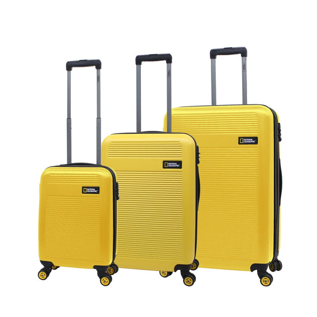 National Geographic Harde Kofferset 3-Delig / Reiskofferset / Trolleyset - Aerodrome - Yellow